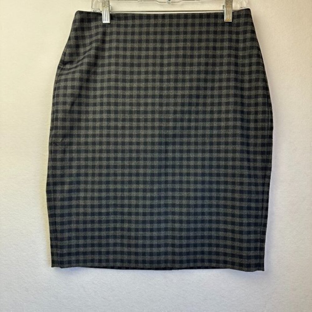 NWT Banana Republic skirt women 8‎  Navy Gray Plaid Checks Pencil Straight lined
